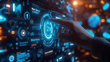 AI generated An entrepreneur orchestrates automated processes through AI, optimizing efficiency and resource allocation photo
