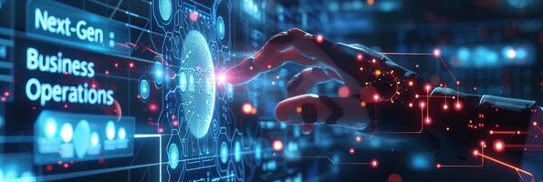 AI generated An entrepreneur orchestrates automated processes through AI, optimizing efficiency and resource allocation photo
