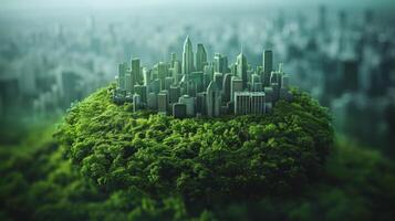 AI generated Photography concept of green spaces and green economy in a large metropolis photo