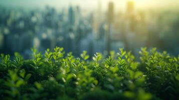 ai generado fotografía concepto de verde espacios y verde economía en un grande metrópoli foto