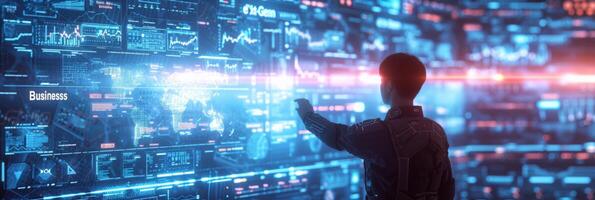 AI generated An entrepreneur orchestrates automated processes through AI, optimizing efficiency and resource allocation photo