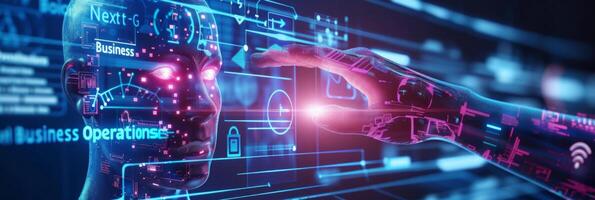 AI generated An entrepreneur orchestrates automated processes through AI, optimizing efficiency and resource allocation photo