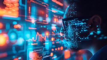 AI generated An entrepreneur orchestrates automated processes through AI, optimizing efficiency and resource allocation photo