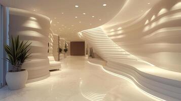 AI generated Striped gypsum panels in a modern interior photo