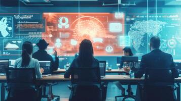 AI generated Professionals work seamlessly with AI-powered assistants photo