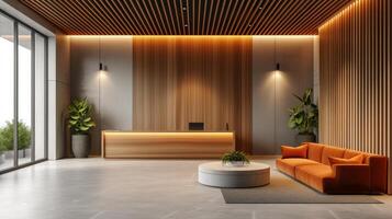 AI generated Striped gypsum panels in a modern interior photo