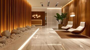 AI generated Striped gypsum panels in a modern interior photo
