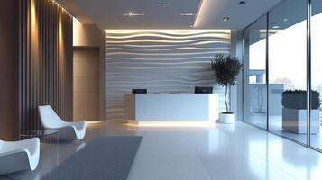 AI generated Striped gypsum panels in a modern interior photo