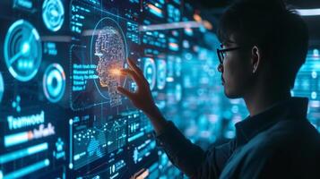 AI generated Professionals work seamlessly with AI-powered assistants photo