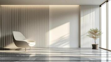 AI generated Striped gypsum panels in a modern interior photo