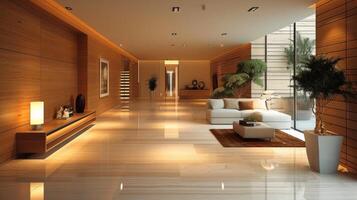 AI generated Striped gypsum panels in a modern interior photo