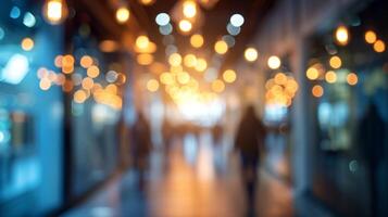 AI generated A Casual Business Environment with Blurred Figures and Bokeh Background photo