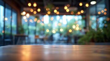 AI generated A Casual Business Environment with Blurred Figures and Bokeh Background photo