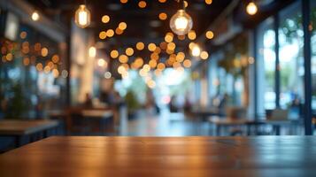 AI generated A Casual Business Environment with Blurred Figures and Bokeh Background photo