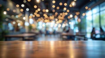 AI generated A Casual Business Environment with Blurred Figures and Bokeh Background photo