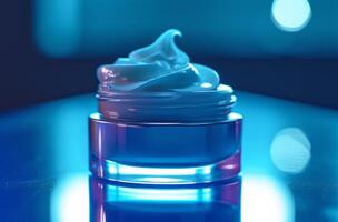 AI generated a container of cream in a blue light photo