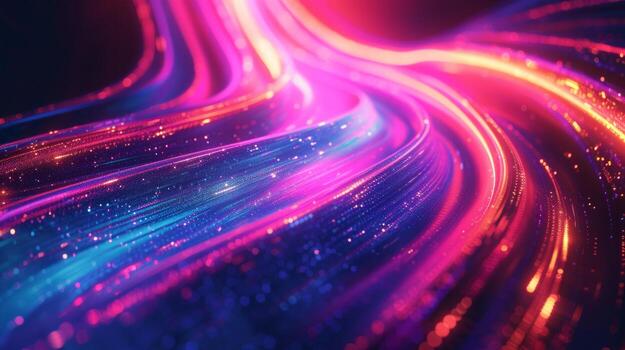 AI generated A dynamic, dark backdrop illuminated by vibrant neon streaks photo