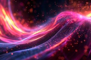 AI generated A dynamic, dark backdrop illuminated by vibrant neon streaks photo