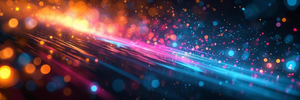 AI generated A dynamic, dark backdrop illuminated by vibrant neon streaks photo