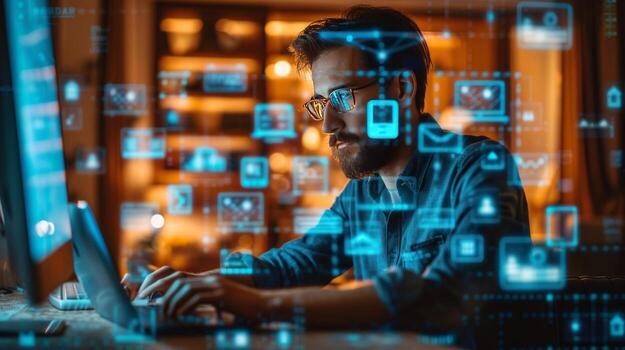 AI generated An agent utilizing digital tools to market properties effectively photo