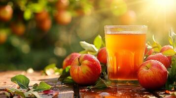 AI generated Beautiful background for apple juice advertising photo
