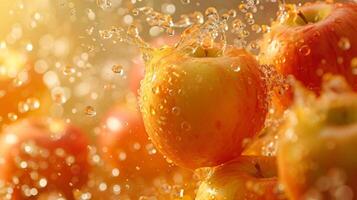 AI generated Beautiful background for apple juice advertising photo