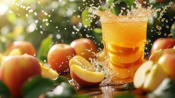 AI generated Beautiful background for apple juice advertising photo