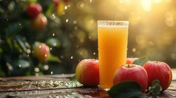 ai generado hermosa antecedentes para manzana jugo publicidad foto