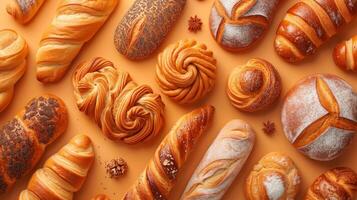 AI generated Beautiful background for bakery advertising photo