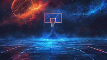 AI generated Beautiful background for basketball game advertising photo