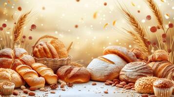 AI generated Beautiful background for bakery advertising photo