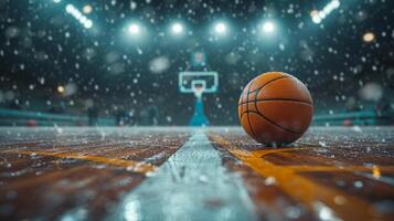 AI generated Beautiful background for basketball game advertising photo