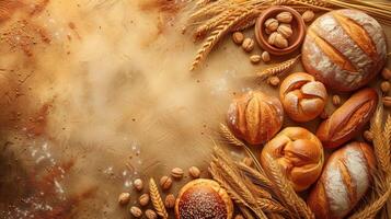 AI generated Beautiful background for bakery advertising photo