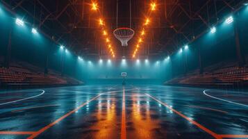 AI generated Beautiful background for basketball game advertising photo