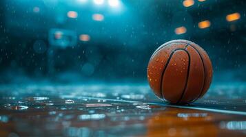 AI generated Beautiful background for basketball game advertising photo