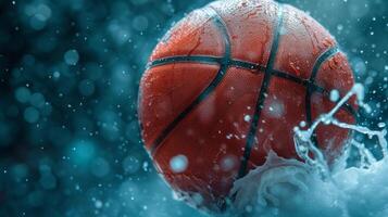 AI generated Beautiful background for basketball game advertising photo