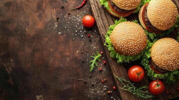 AI generated Beautiful background for beef burger advertising photo