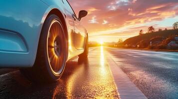 AI generated Beautiful background for car rental advertising photo
