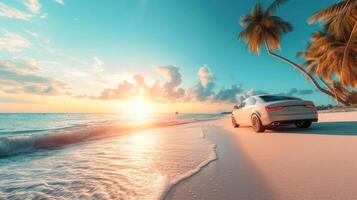 AI generated Beautiful background for car rental advertising photo