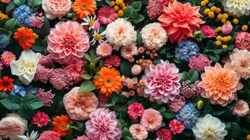 AI generated Beautiful background for flower shop advertising photo