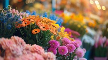 AI generated Beautiful background for flower shop advertising photo