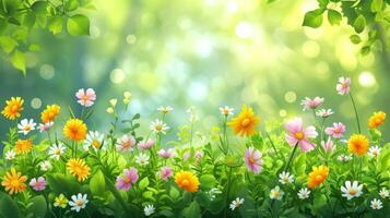 AI generated Beautiful background for garden spring party advertising photo