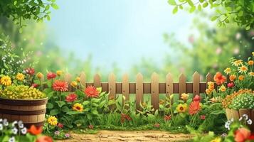 AI generated Beautiful background for garden spring party advertising photo