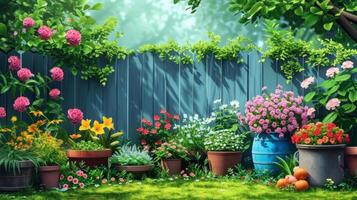 AI generated Beautiful background for garden spring party advertising photo