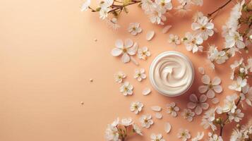 AI generated Beautiful background for hand cream advertising photo
