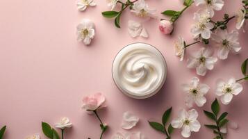 AI generated Beautiful background for hand cream advertising photo