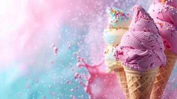 AI generated Beautiful background for ice cream advertising photo