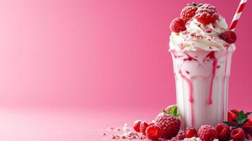 AI generated Beautiful background for milkshake advertising photo