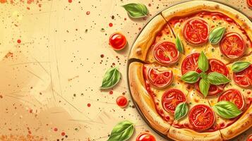 AI generated Beautiful background for pizza advertising photo