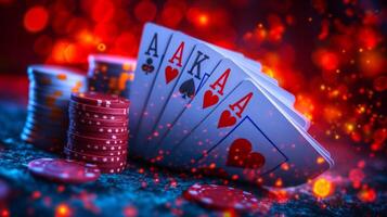 AI generated Beautiful background for poker game advertising photo